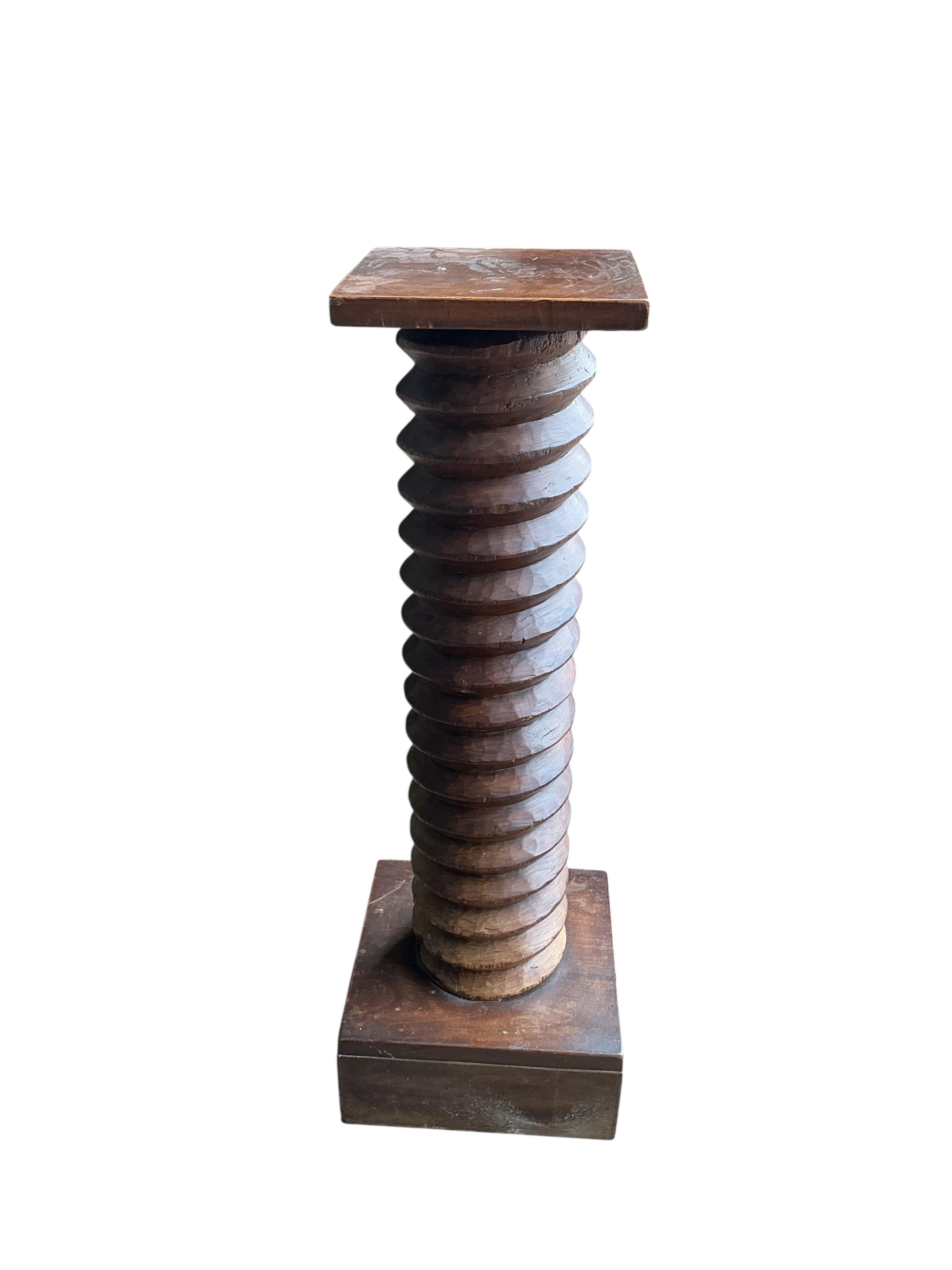 A 19th century and later French apple press screw thread torchere, height 86cm